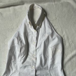 Lilly Pulitzer Sleeveless Open Back Button Down Blouse White NWOT Size 8 Cotton